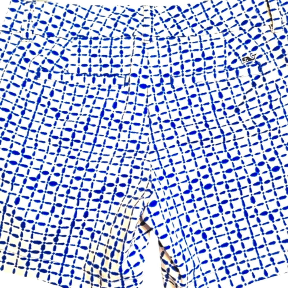 Vineyard Vines Blue Tie Dye Ikat Square Print Shorts Size 0 NWT - Picture 8 of 11